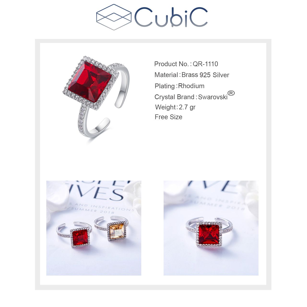 انگشتر زنانه کوبیک مدل QR-1110 - - 5