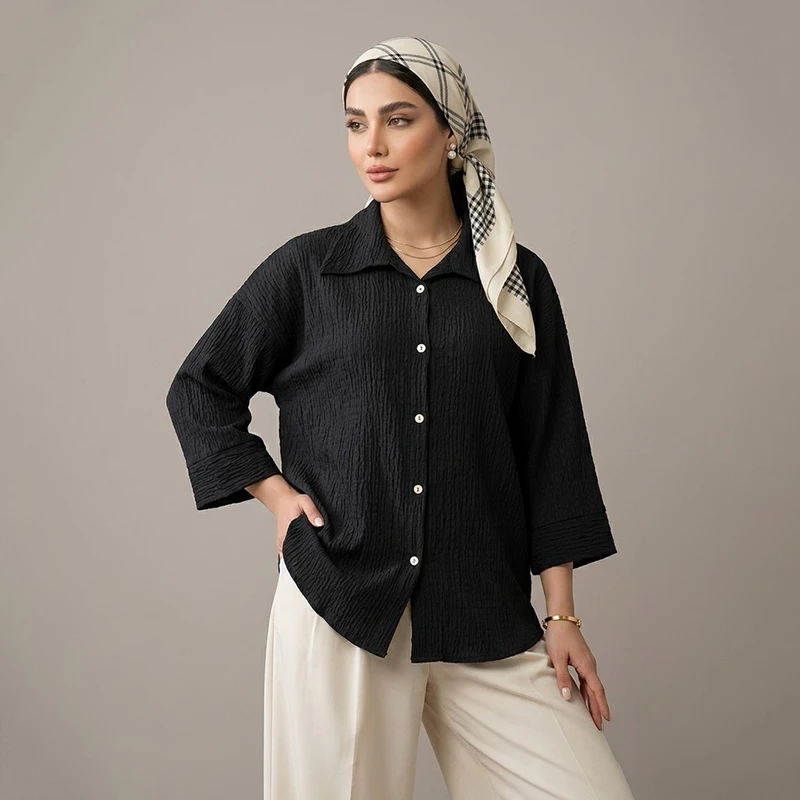 مانتو شومیزی روی باسن زنانه مدل آریلیا باکسی