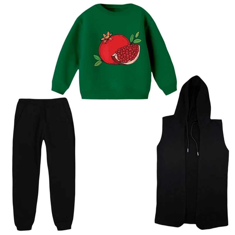 ست 3 تکه لباس راحتی بچگانه مدل یلدایی کد 004