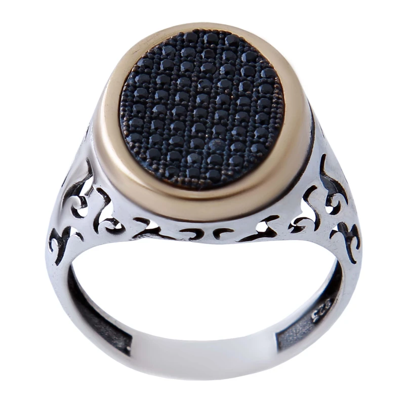 انگشتر نقره مردانه بازرگانی میلادی مدل نگین دار کد AM_343