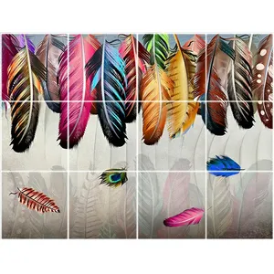 تایل سقفی آسمان مجازی طرح پر  کد 3D2197-12 سایز 60x60 سانتی متر مجموعه 12عددی