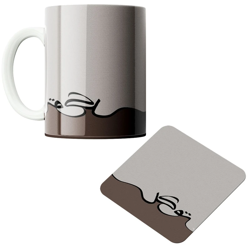 ماگ پاد آفرین مدل دلنوشته کد 508 به همراه زیر لیوانی 