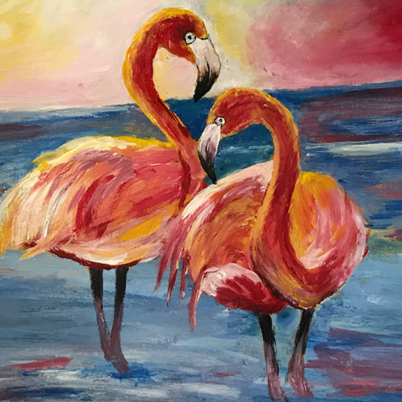 بشقاب سفالی طرح فلامینگو