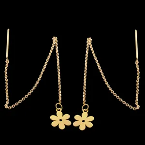 گوشواره بخیه‌ای طلا 18 عیار زنانه طلای مستجابی مدل گل کد 5632