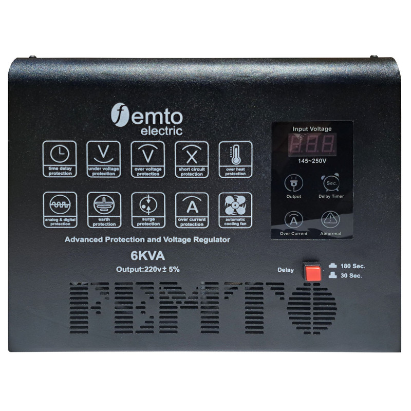 استابلایزر فمتوالکتریک مدل هوشمند کد STAB-6000 ظرفیت 6000 ولت آمپر