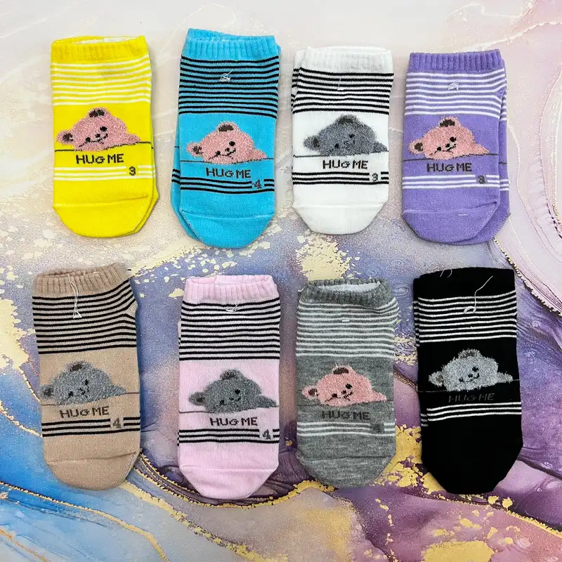 جوراب دخترانه تن پوش هنگامه مدل تدی مجموعه 8 عددی
