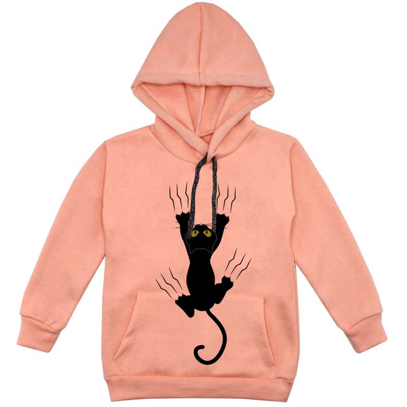 هودی پسرانه مدل گربه F33 رنگ گلبهی 