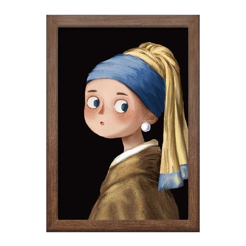 تابلو خندالو طرح دختری با گوشواره مروارید   کد 23366