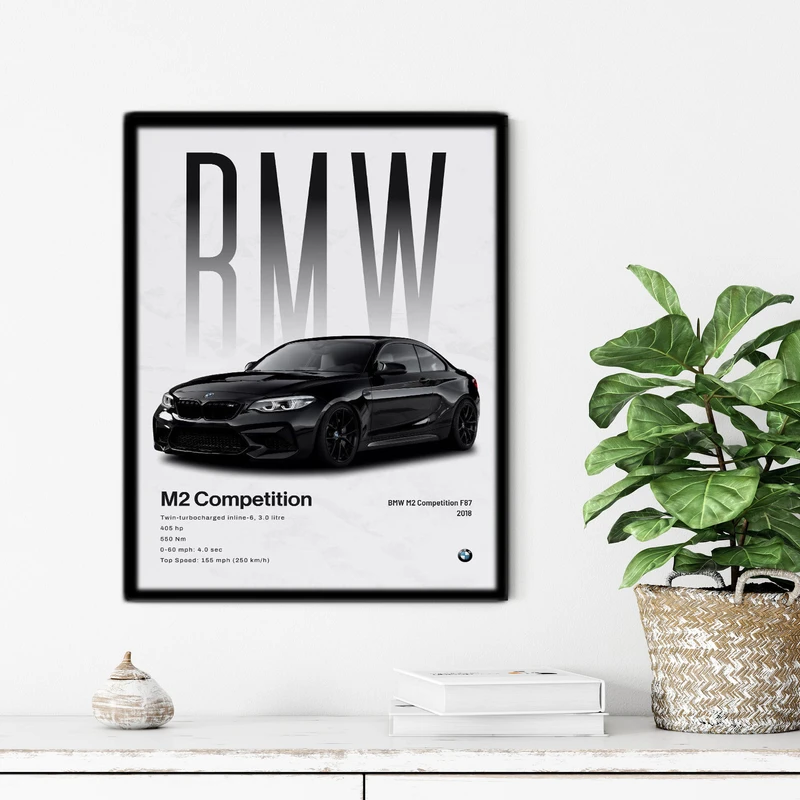 تابلو آتریسا طرح ماشین BMW مدل ATC145 فریم مشکی
