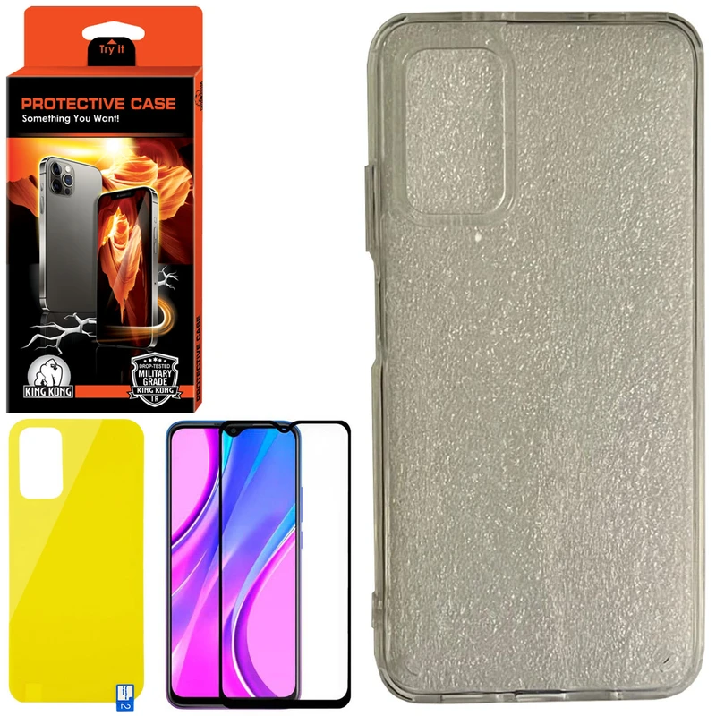 کاور کینگ کونگ مدل PCAAA مناسب برای گوشی موبایل شیائومی Redmi 9T به همراه محافظ صفحه نمایش و محافظ پشت گوشی