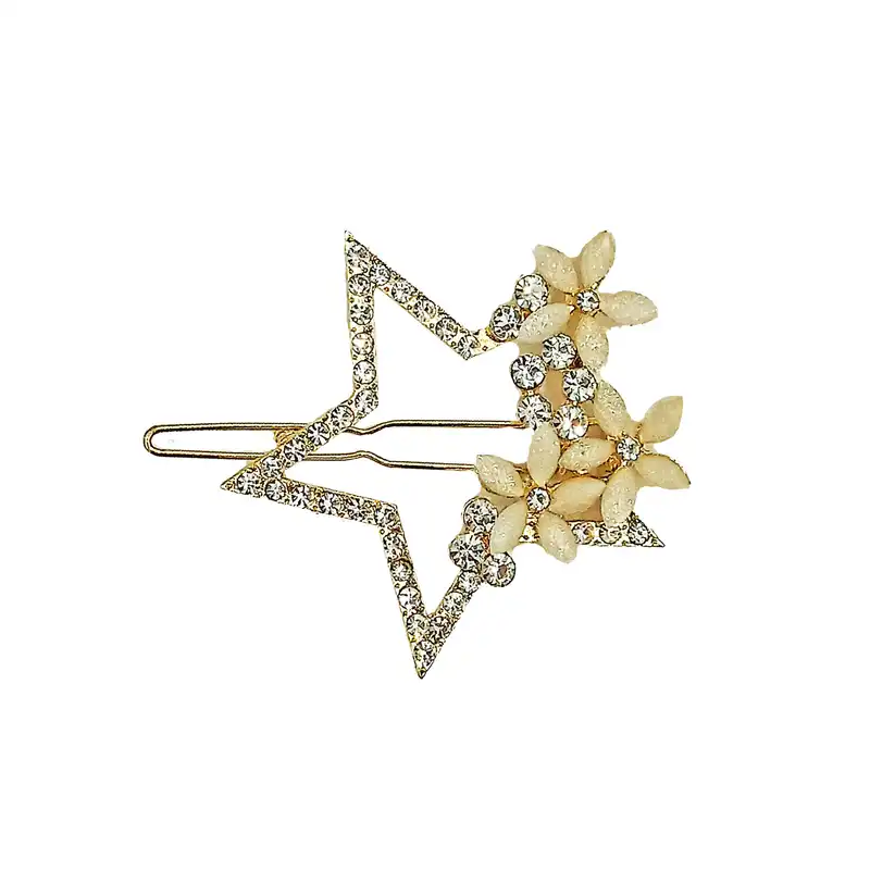 گیره مو زنانه مدل مجلسی فلزی بابونه طرح ستاره