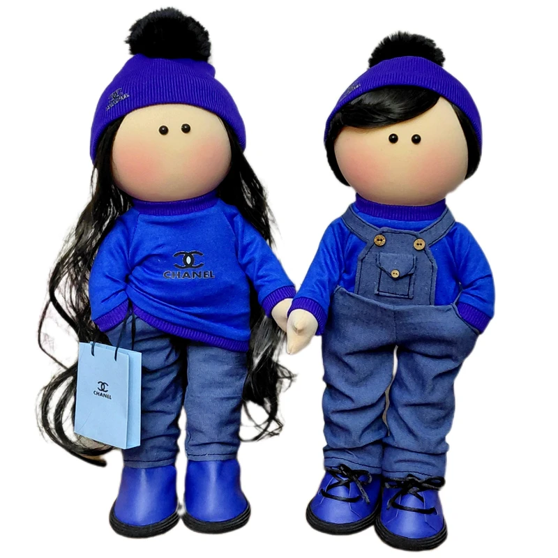 عروسک روسی مدل ست دختر و پسر پیشبندی ارتفاع ۳۰ سانتیمتر مجموعه دو عددی