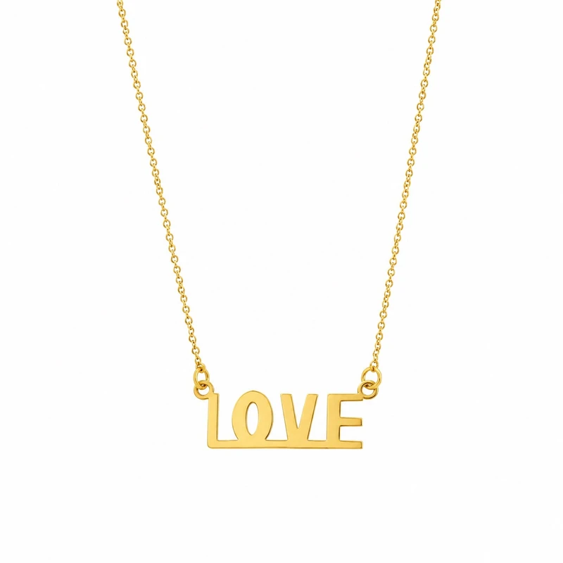 گردنبند طلا 18 عیار زنانه با زنجیر حلقه‌ای (فلامینگو) گلدینا مدل love