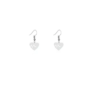 گوشواره نقره زنانه هایکا طرح قلب و ضربان  مدل n.ha165