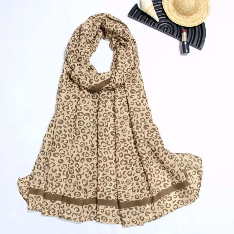 شال زنانه مدل نخی خنک تابستانه طرح پلنگی کد 7070