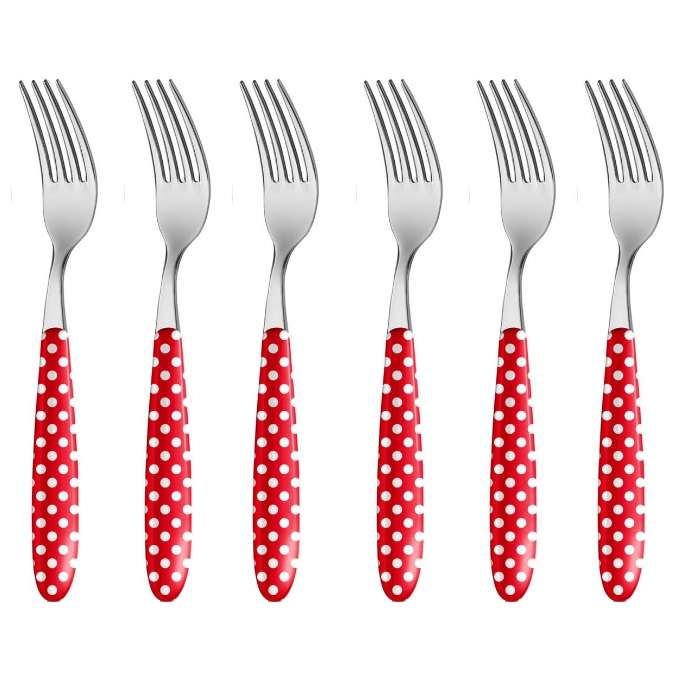 چنگال غذا خوری مدل خال خال کد 711 بسته شش عددی