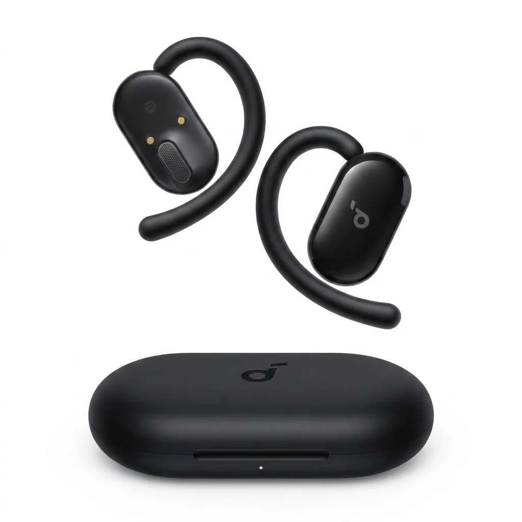 هدفون بلوتوثی انکر مدل V20i بدون قابلیت نویز کنسلینگ، درگاه شارژ USB Type-C، دارای 4 میکروفون برای مکالمه شفاف، مقاوم در برابر آب و گرد و غبار استاندارد مقاومتی IP55