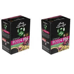 چای سیاه و تکه های گل محمدی و هل دوغزال - 100 گرم بسته 2 عددی