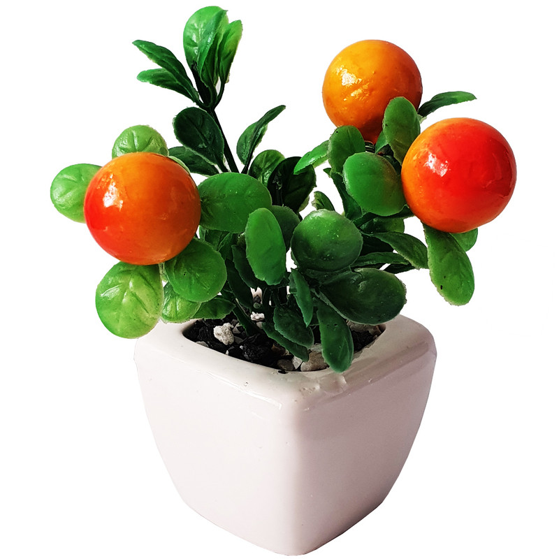 گلدان به همراه گل مصنوعی طرح پرتقال کد 026