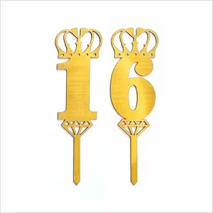 تاپر کیک مدل عدد 16 طرح الماس شمعدار مجموعه 2 عددی