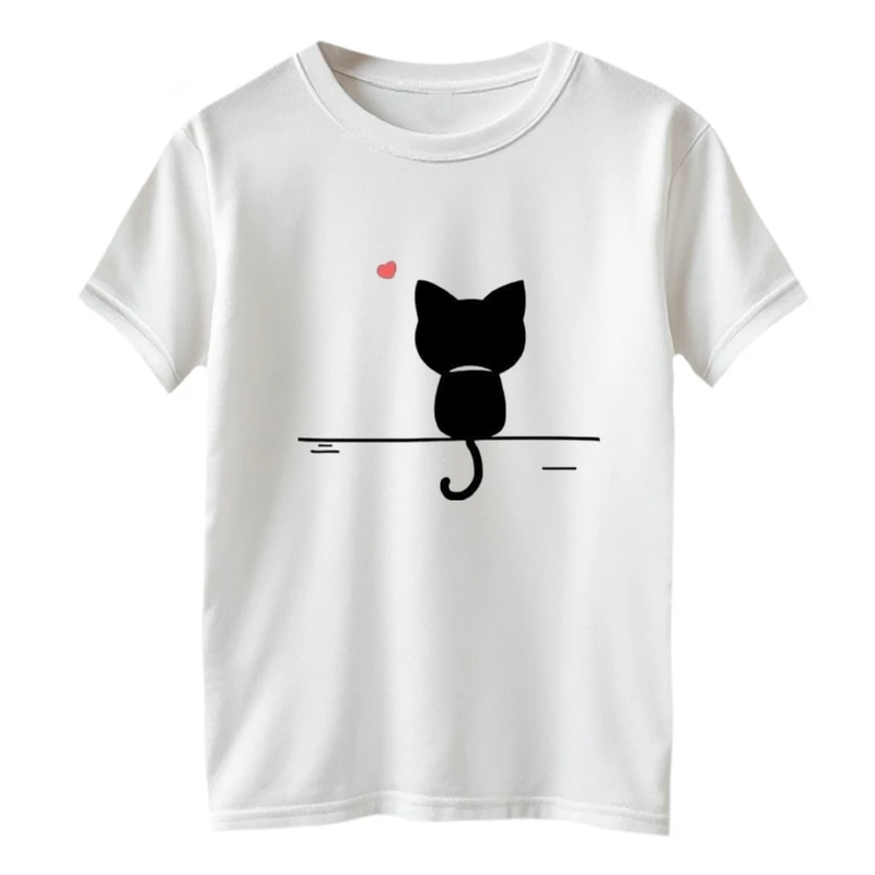 تی شرت آستین کوتاه بچگانه مدل گربه سیاه