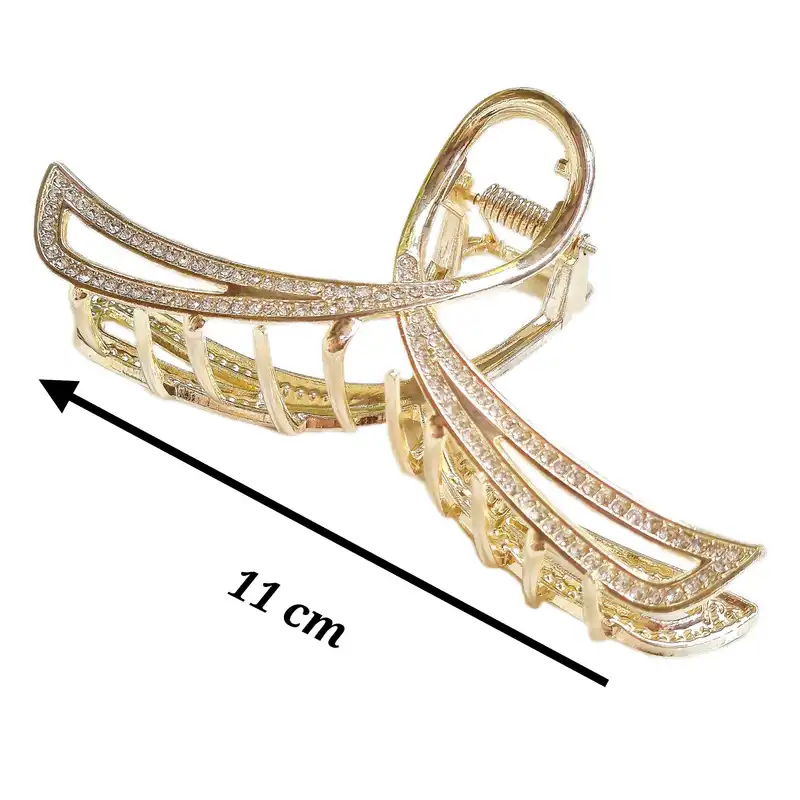 کلیپس مو زنانه مدل فلزی نگین‌دار هشتی کد brg 390