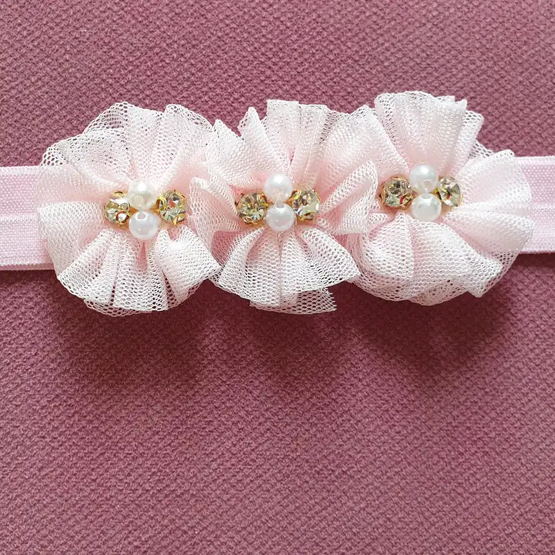 هدبند نوزادی دخترانه مدل مه گل مجموعه ۲ عددی