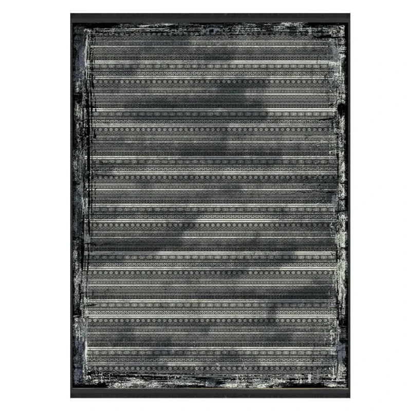 فرش ماشینی 1000 شانه هانوکس زمینه طوسی حاشیه چند رنگ مدل مدرن کد HAM.974.4