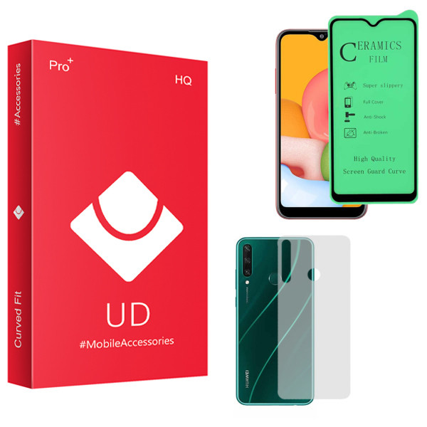 محافظ صفحه نمایش سرامیکی یو دی مدل HQ مناسب برای گوشی موبایل هوآوی Y6P به همراه محافظ پشت گوشی