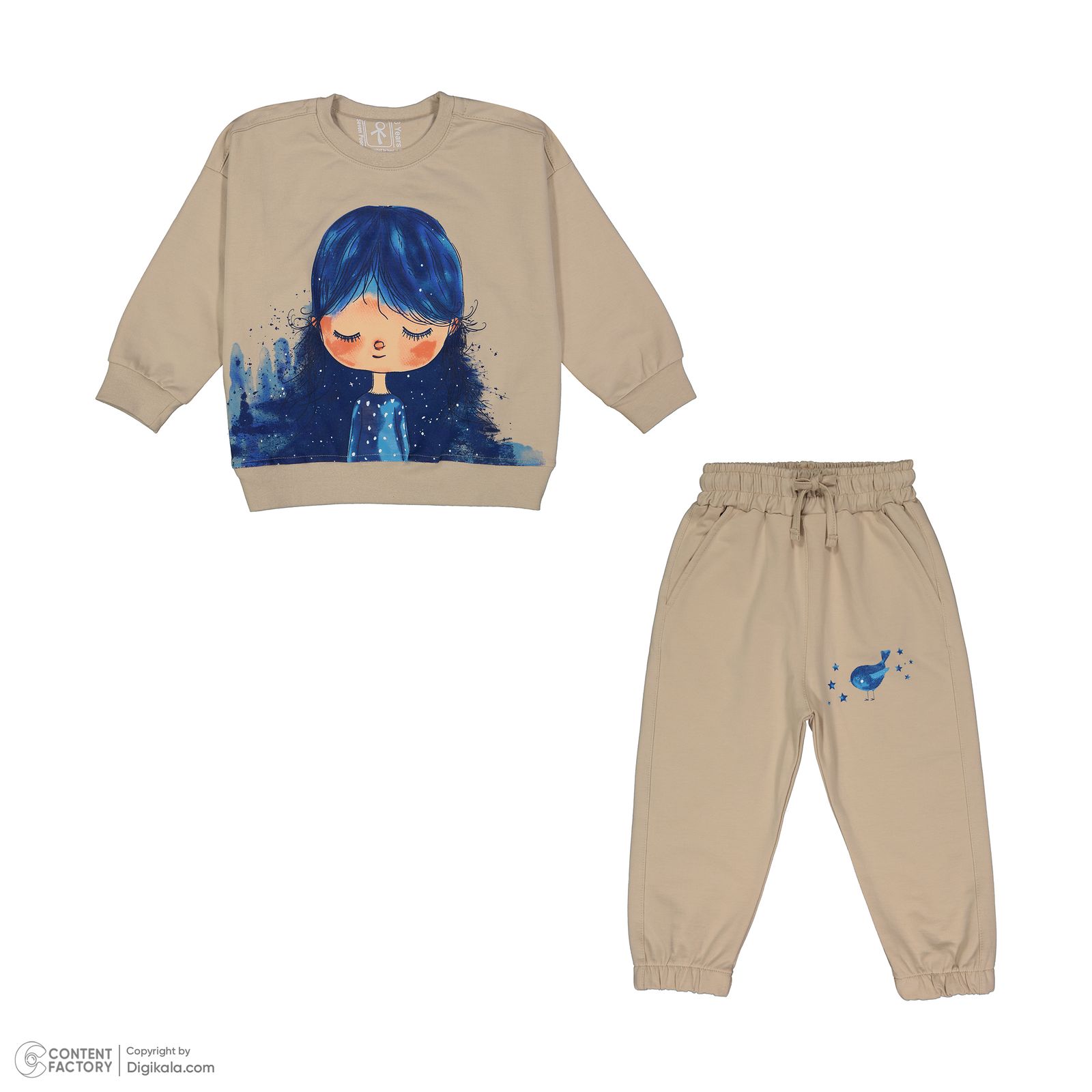 ست سویشرت و شلوار دخترانه سون پون مدل G879 رنگ کرم -  - 2