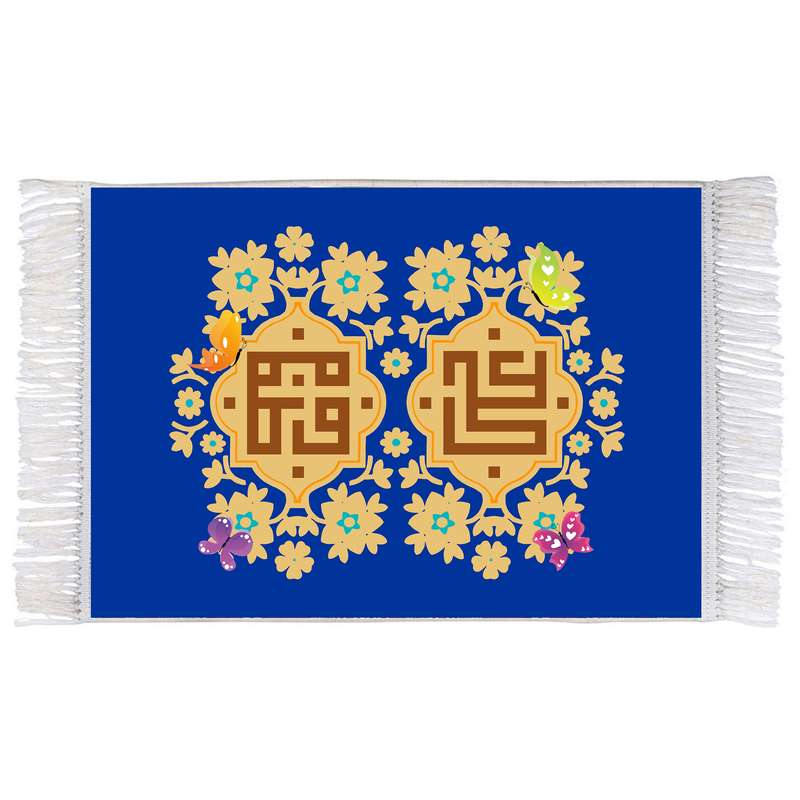 فرش ماشینی دیوارکوب اطلس آبی مدل علی و فاطمه کد T3932