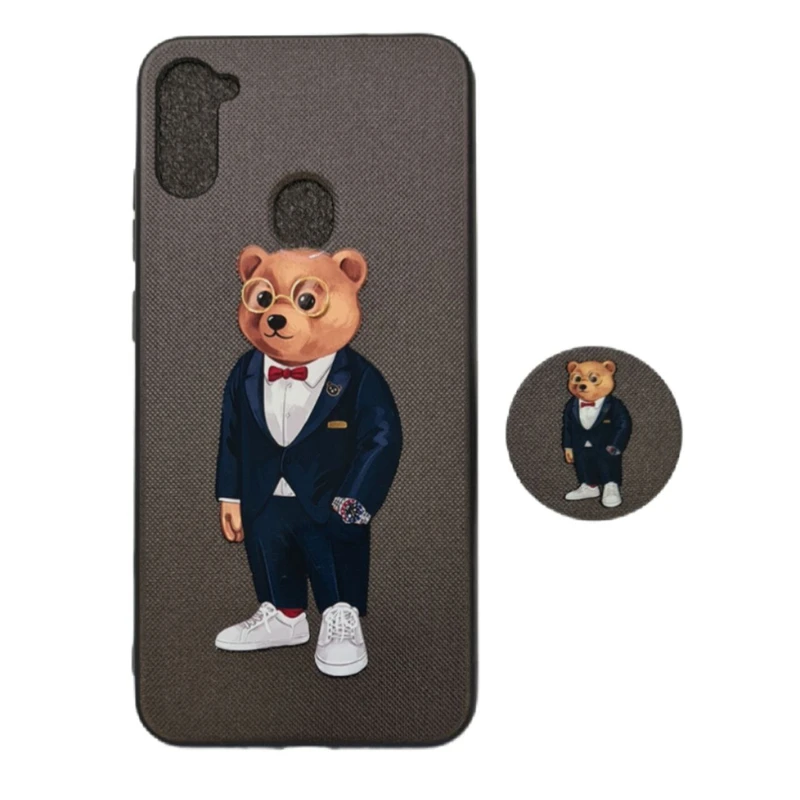 کاور طرح خرس کد 119 مناسب برای گوشی موبایل سامسونگ Galaxy A11 به همراه پاپ سوکت
