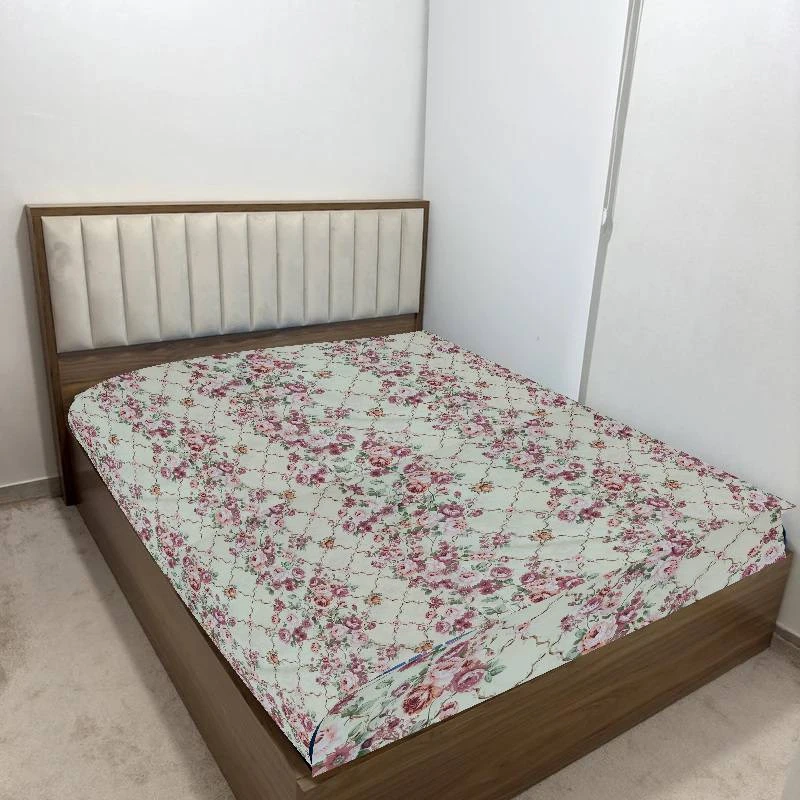 ملحفه پلی کتان مدل کشدار کد رز دو نفره سایز 160×200 سانتیمتر