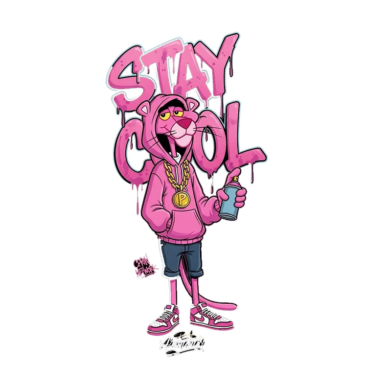 استیکر پارچه و لباس پاد آفرین مدل پلنگ صورتی کد 2589