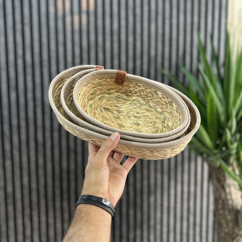 سبد نان و سبزی مدل بیضی مجموعه 3 عددی