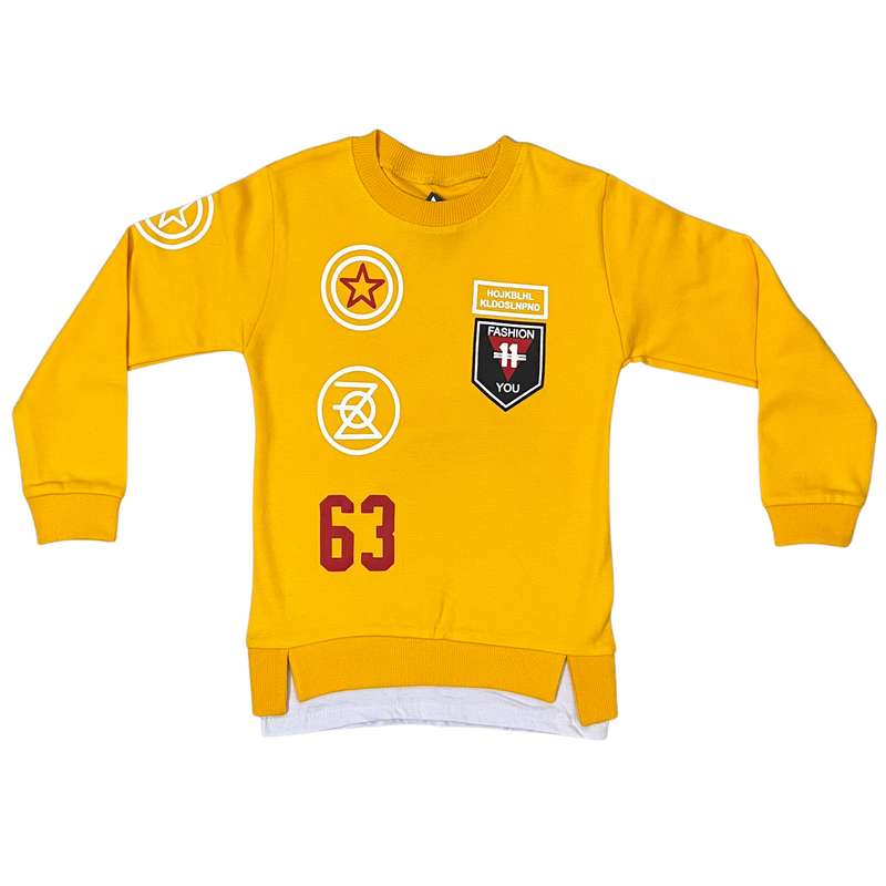 سویشرت پسرانه مدل نوشته 63 رنگ زرد