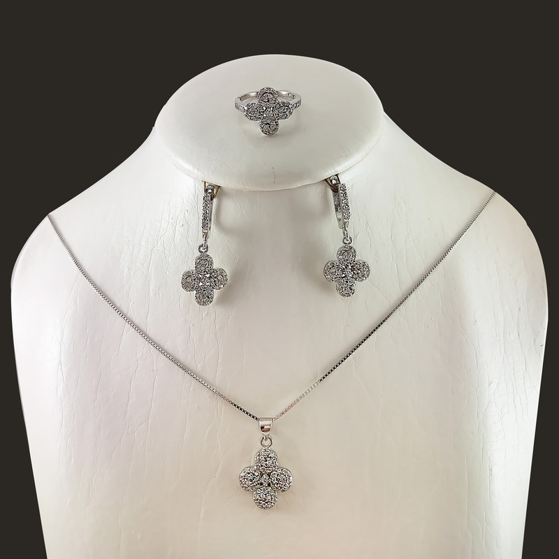 نیم ست نقره زنانه مدل گل کد NG1852