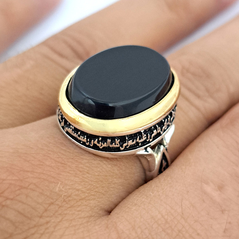 انگشتر نقره مردانه ملک زیور طرح یا علی یا زهرا کد 387