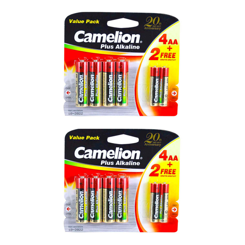 باتری قلمی و نیم قلمی کملیون مدل Plus Alkaline بسته 12 عددی