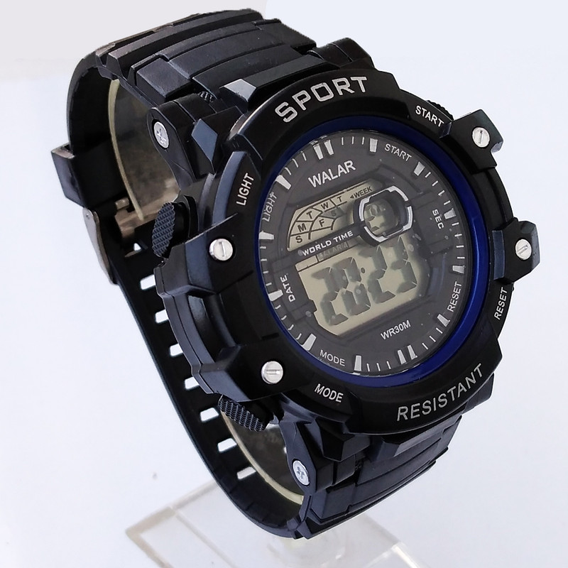 ساعت مچی دیجیتال پسرانه مدل ضدآب ورزشی کرنومتردار اسپرتSPORT مچی چراغدار کد 100