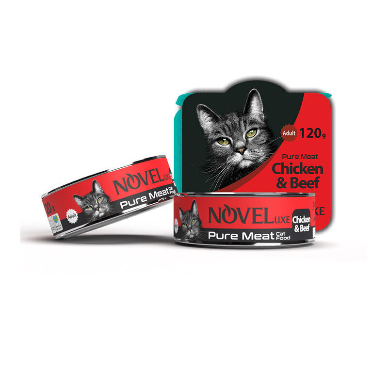 کنسرو غذای گربه نوول مدل Pure Meat مرغ و گوشت وزن 120 گرم