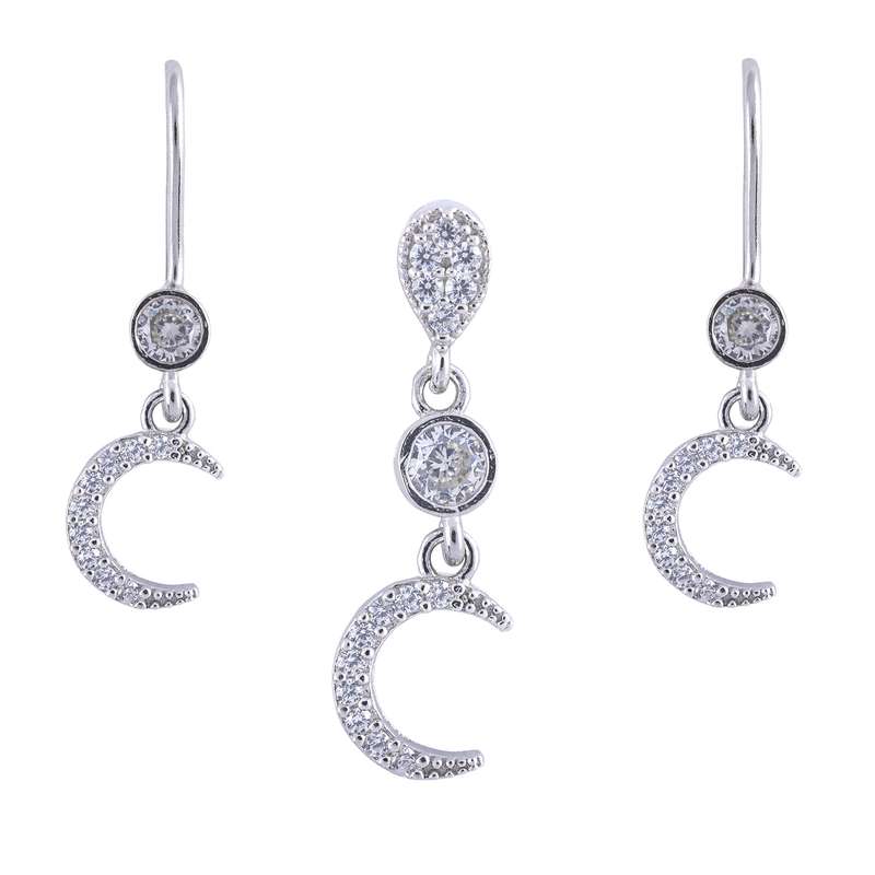 نیم ست نقره زنانه آمیتیس مدل هلال ماه کد AMT-N218 نیم ست نقره زنانه آمیتیس مدل هلال ماه کد AMT-N218