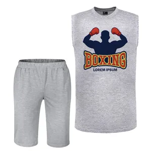 ست تاپ و شلوارک مردانه مدل بوکس کد B19 رنگ طوسی