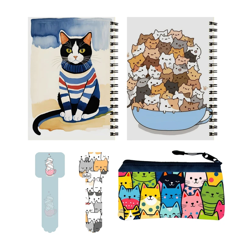 بسته لوازم تحریر مدل گربه کد 837 مجموعه 5 عددی