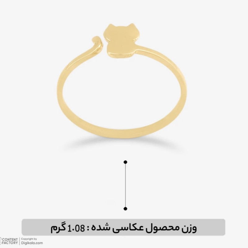 انگشتر طلا کم اجرت 18 عیار زنانه گالری طلا و جواهر هانی مدل مینیمال گربه 