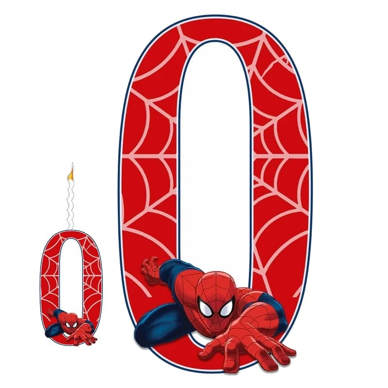 استند رومیزی تولد مدل عدد 0 طرح مرد عنکبوتی به همراه شمع مجموعه دو عددی
