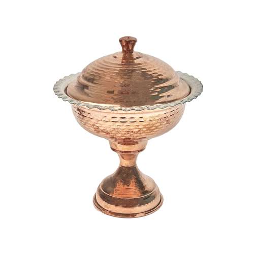 قندان مسی مدل پایه دار چکشی