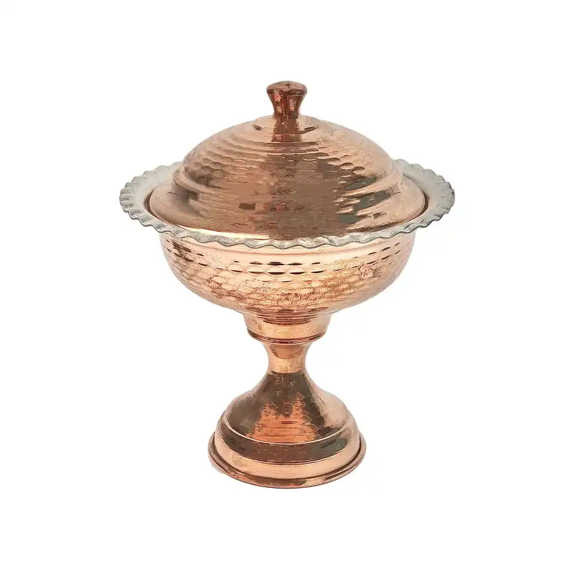 قندان مسی مدل پایه دار چکشی