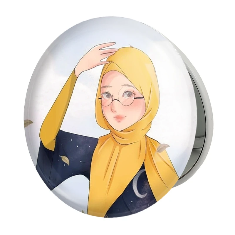 آینه جیبی خندالو طرح دخترانه باحجاب مدل تاشو کد 26006 