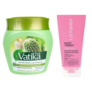 ماسک تقویت کننده مو واتیکا مدل Rejuvenating Garlic حجم 500 میلی لیتر به همراه ماسک مو ترمیم کننده لافارر مدل Colored and Damaged Hair حجم 200 میلی لیتر